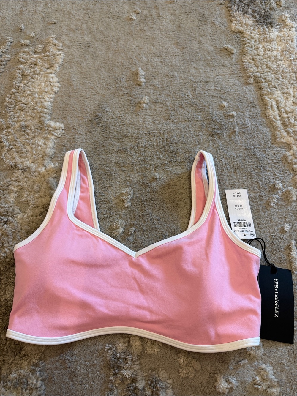 YFB Studio FLex Pink Bralette with White Trim